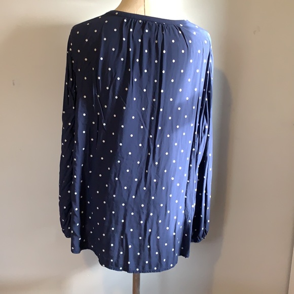 Old Navy XXL Dark Blue White Polka Bot Blouse - Picture 4 of 7